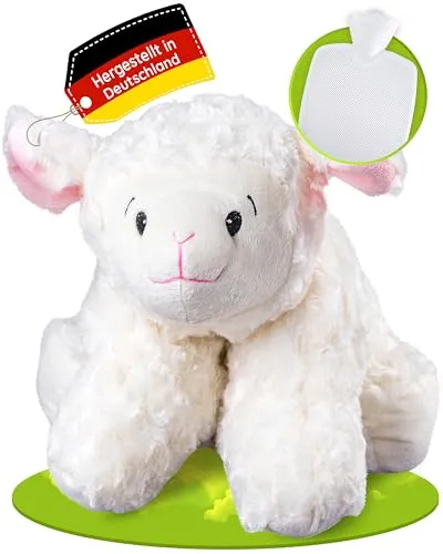 Hugo-Frosch Wärmflasche Schaf, 1,8 Liter - Wärmflasche für Babys mit abnehmbarem, waschbarem Bezug in Tierform. Ideal für Kinder und Erwachsene, ohne PVC und Weichmacher, Made in Germany.