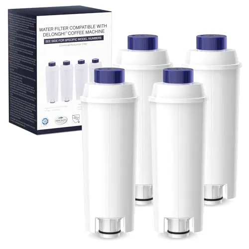 Wasserfilter für Delonghi Kaffeemaschinen DLSC002, Wasserfilter Filterpatrone Aktiv Kohle Weichspüler, Kompatibel mit Delonghi ECAM, Esam, ETAM, BCO, EC. (4er Pack)