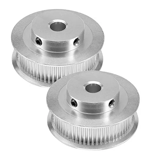 Saipor 2 Stück GT2 Zahnriemen Aluminium Zahnriemenrad Kit GT2 Riemenscheibe Synchronrad GT2 Timing Pulley für 3D Drucker GT2 Zahnriemenscheibe 6mm Breite Gürtel (60 Zähne 5mm Bohrung)