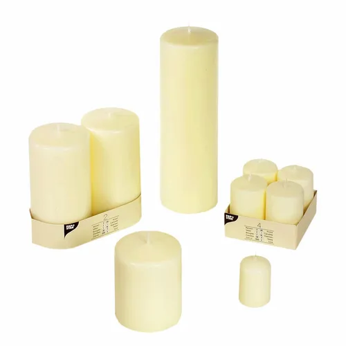 PAPSTAR Stumpenkerzen 6 cm elfenbein - 12 hochwertige Paraffin-Stumpenkerzen mit 6 Stunden Brenndauer, rußfrei und ideal für Gastronomie und festliche Anlässe. Farbe: elfenbein, Durchmesser: 4 cm.