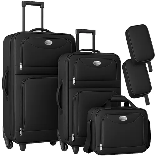 MONZANA® Trolley Kofferset - 5-teiliges Reisetaschen Set mit Rollen - Gepäck-Set mit 2 Trolleys, 1 Businesstasche und 2 Kosmetiktaschen, wasserabweisend und leicht zu transportieren dank Klickgurt-System und hochwertigen Materialien.