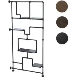 Raumteiler Regal HWC-P10 - Industrial Design, 5 Ablageflächen, schwarz - Stylischer Raumteiler mit 5 stabilen Ablageflächen. Kratz- und wasserfeste Melamin-Oberfläche für hohe Alltagstauglichkeit. Ideal als Bücherregal oder als Raumtrenner im modernen Wohnstil.