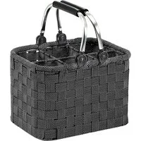 Kobolo Flaschenkorb Flaschenträger - Nylon für 6 Flaschen - Flaschenkörbe aus pflegeleichtem Nylon in schwarz-weiß mit 2 klappbaren Henkel, ideal für Ausflüge oder Picknicks.