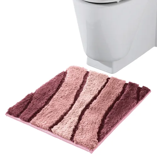 REDBEST Badematte WC-Vorlage "Louisville", Höhe 20 mm, eckig, Streifen, altrosa