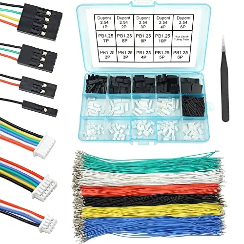 PB1.25 auf Dupont 2,54 mm Stecker und Kabel-Set, kompatibel mit Molex PicoBlade 1,25 mm Pitch Steckern, 20 cm Drähten