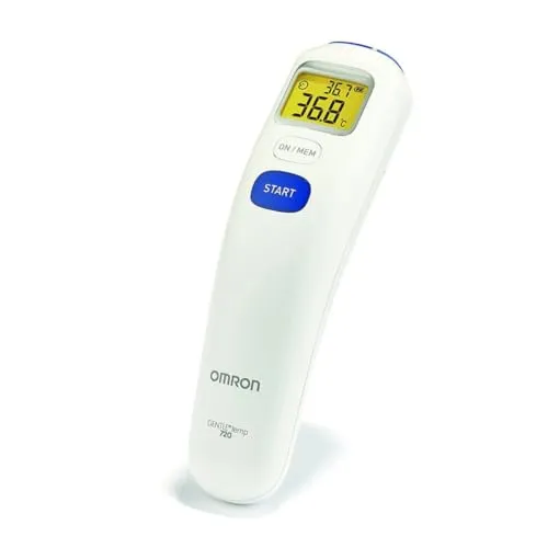 Omron Thermometer Gentle Temp 520 - Fieberthermometer mit präziser 1-Sekunden-Messung, Speicher für 9 Werte und großem LCD-Display für einfache Ablesbarkeit in °C oder °F.