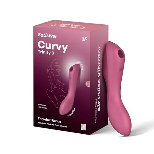 Satisfyer Curvy Trinity 3 Druckwellenvibrator - Sexspielzeug, wasserdicht (IPX7) und vielseitig einsetzbar mit 3 Power-Motoren für Druckwellen und Vibration, wiederaufladbar inkl. USB-Ladekabel.