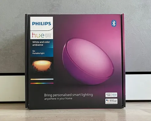 Philips Hue White Color Ambiance Go Tischleuchte - Dimmbare, kabellose Tischlampe mit 16 Mio. Farben, smarte Steuerung über Sprache oder App, ideal für individuelle Lichtakzente