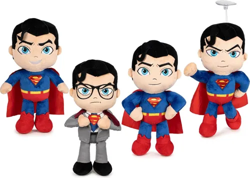 Superman Plüschfiguren 20 cm Sortiment - Plüschtiere & -figuren – Weiche und kuschelige Superman Plüschfiguren, ideal für Fans und Sammler, in einem praktischen Sortiment von 24 verschiedenen Designs.