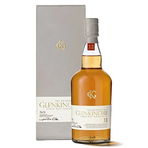 Glenkinchie 12 Jahre Single Malt Scotch Whisky - Whisky aus den schottischen Lowlands, 12 Jahre gereift für ein leichtes, süßes Aroma mit blumigen Noten. Ideal als Aperitif oder Geschenk für Whiskyliebhaber.