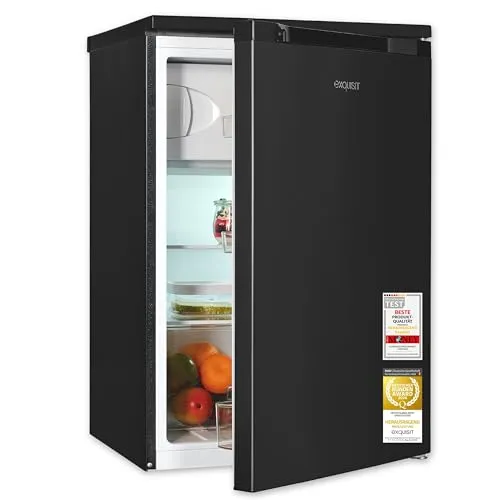 exquisit Kühlschrank KS516-4-051C - Kühlschrank mit wechselbarem Türanschlag, 94 l Kühl- und 13 l Gefrierraum, LED-Beleuchtung, energieeffizient mit nur 87 kWh/Jahr, ideal für kleine Küchen.