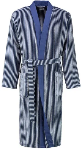 Cawö Herrenbademantel gestreift - Herren-Bademantel in Langform aus extraleichter Walkvelours-Qualität, ideal für Komfort und Stil. Mit Kimono-Kragen und Gürtel, perfekt für entspannte Tage.