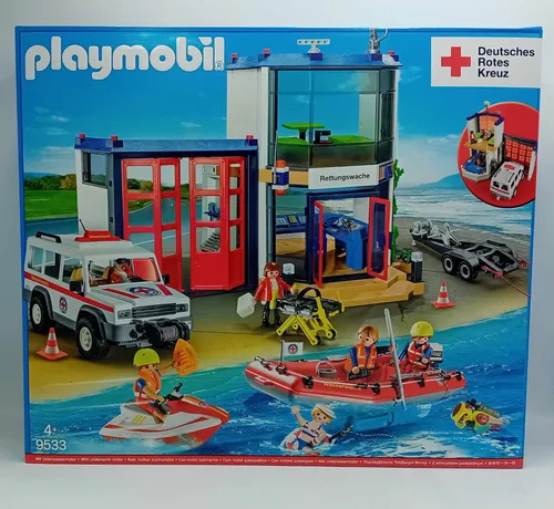 Playmobil 9533 City Action DRK Mega Set Rettungswache - Eisenbahn-Sets mit Krankenhaus-Thema, ideal für Kinder von 5-11 Jahren, fördert kreatives Spielen und Notfallbewusstsein.