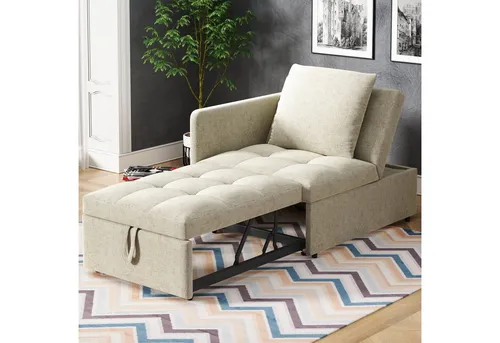 REDOM Schlafsofa 3-in-1 mit verstellbarer Rückenlehne – Kompaktes Leinenstoffsofa - Kompaktes 3-in-1 Schlafsofa für vielseitige Nutzung: Sofa, Loungesessel und Einzelbett mit robuster Konstruktion und verstellbarer Rückenlehne für optimalen Komfort im Alltag.