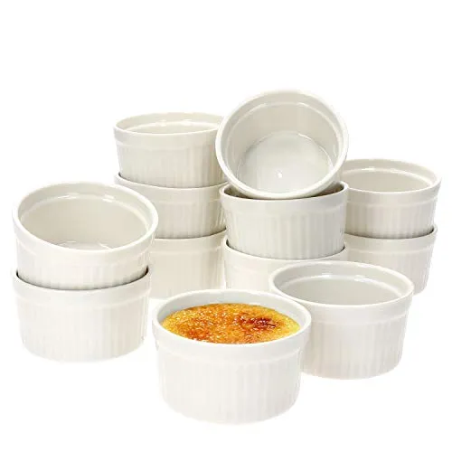 MamboCat Servierschale 12x Muffin Schälchen Bianca Weiß - Porzellan Servierschalen, ideal für Muffins und Crème Brûlée, elegant und funktional für jedes Dessert.