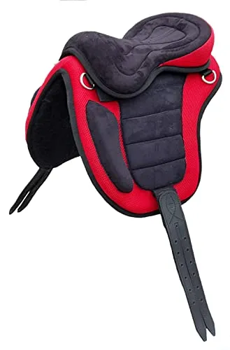 Brama West Baumloser Sattel “Safety“ 18“ für alle Pferdetypen - Schwarz/Rot - Der Brama West baumlose Sattel “Safety“ bietet höchsten Reitkomfort und Stabilität. Ideal für alle Pferdetypen, extrem leicht und flexibel – perfekt für Geländeritte und die Arbeit auf dem Platz. Inkl. Steigbügelriemen und Sattelgurt.
