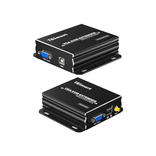TESmart 1080P 60Hz Long Range 984ft USB VGA KVM Extender über Cat5e Cat6 Ethernet Kabel (bis 984ft/300m, Sender+Receiver)