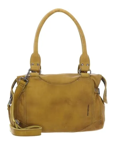 FREDsBRUDER My Old Friend Schultertasche Sunny Yellow - Stylische FREDsBRUDER Schultertasche aus hochwertigem Leder, ideal für den Alltag. Geräumiges Innenleben und kompakte Maße von 37 x 23 x 12 cm machen sie zum perfekten Begleiter.