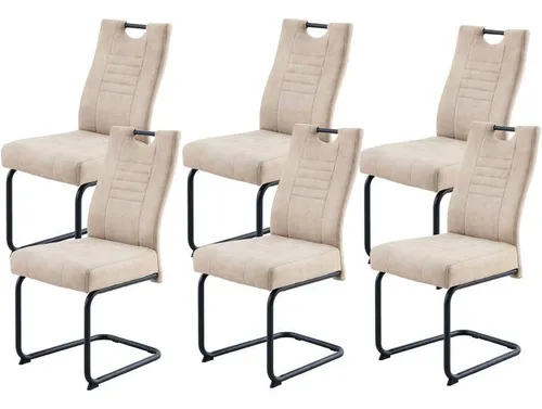 Freischwinger OTTO HOME "Altona" – 6er Set Microfaser Stühle in Beige und Schwarz - Elegante Freischwinger für dein Zuhause: Hochwertige Microfaser, gepolsterte Sitzfläche und bis zu 140 kg belastbar. Ideal für Küche und Esszimmer – einfach zusammenzubauen!