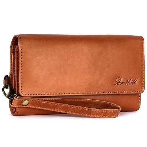 Benthill Geldbörse Damen Echt Leder XXL mit RFID-Schutz - Elegante Geldbörse aus echtem Leder mit RFID-Schutz, ideal für sicheres Aufbewahren von Karten und Bargeld. Perfekt für Damen, die Stil und Sicherheit schätzen.