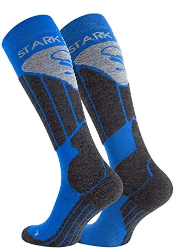 STARK SOUL Damen & Herren Skisocken, Funktionssocken, Snowboard- Skistrümpfe mit Spezialpolsterung, blau, Gr. 43-46