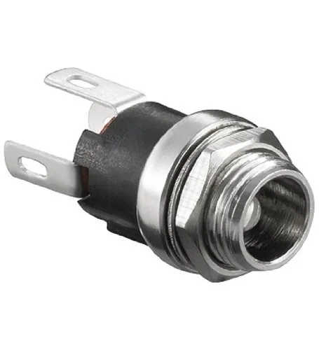 BestPlug 12V 24V DC Einbau-Buchse Einbau-Kupplung Terminal Einbauelement männlich, Innendurchmesser 5,7mm, Stiftdurchmesser 2,5mm, Metallausführung mit Befestigungsmutter