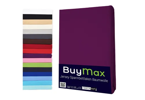 Buymax Spannbettlaken Buymax Jersey aus 100% Baumwolle, Jersey, Gummizug: Rundumgummi, (1 Stück), Pflegeleicht und Atmungsaktiv in Verschiedenen Farben und Größen
