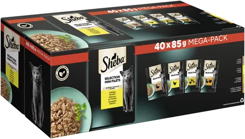 SHEBA Adult Katzenfutter - Geflügel Variation in Sauce, 40x85g - Hochwertiges Nassfutter für Katzen mit zartem Geflügel in unwiderstehlicher Sauce. Ideal als vollwertiges Alleinfuttermittel, sorgt für täglichen Genuss und Zufriedenheit.