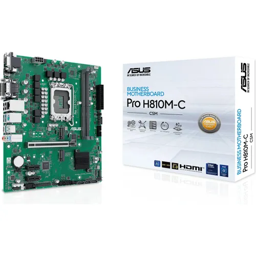 ASUS PRO H810M-C-CSM Business Mainboard - Mainboard für Unternehmen, bietet hohe Zuverlässigkeit und erweiterbare Funktionen für professionelle Anwendungen.