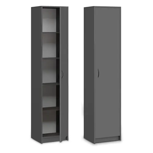 Bücherregal Kleiderschrank anthrazit 40cm breit - Büro-Bücherregale, multifunktionaler Organizer aus hochwertigem Holzwerkstoff mit 4 verstellbaren Einlegeböden für flexiblen Stauraum in jedem Raum.