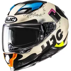 HJC F71 Faco Helm, mehrfarbig, Größe M für Männer - Hochentwickelter Motorradhelm mit hervorragender Passform und Komfort. Die Fiberglas-Verbund-Schale sorgt für Stabilität, während das verbesserte Visier mit Dual-Lock-System optimalen Schutz bietet.