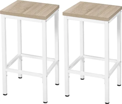 EUGAD Barhocker Set (2 Stück) – Industrieller Barstuhl mit Fußstütze - Set aus 2 Barhockern im modernen industriellen Design, mit pflegeleichtem Holzwerkstoff-Sitz und stabilen Metallrahmen. Ideal für Bars, Küchen oder Esszimmer – platzsparend und robust.