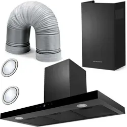 Berdsen BT-218 Dunstabzugshaube 90 cm in Schwarz - Moderne Kamin-Dunstabzugshaube von Berdsen mit 9 Leistungsstufen, energiesparender LED-Beleuchtung und Touch-Bedienung. Ideal für effiziente Küchenbelüftung und ansprechendes Design.