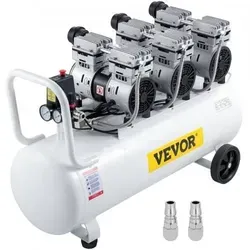 VEVOR Flüster Kompressor 100L - Ölfreier Luftkompressor mit 80 L Fassungsvermögen, leise im Betrieb (78 dB) und ideal für Hausreparaturen, Blechlackierung und mehr. Leistungsstarker Kupfermotor für effiziente Nutzung.