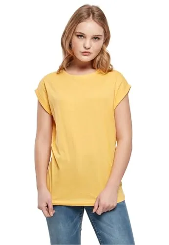 Urban Classics Damen T-Shirt Ladies Extended Shoulder Tee, T-Shirt mit überschnittenen Schultern, aus Baumwolle, erhältlich in vielen Farben, Dimyellow, 3XL
