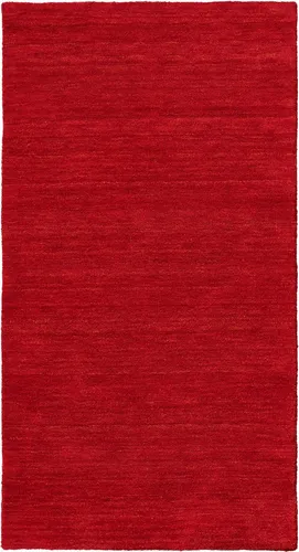 Wollteppich DEKOWE "Lindsay", rot, B:65cm H:12mm L:130cm - Handgewebter Wollteppich in elegantem Rot, 100% Wolle, sorgt für eine angenehme Wohnatmosphäre. Mit dichten Flor und strapazierfähiger Qualität ist er ideal für jeden Raum.