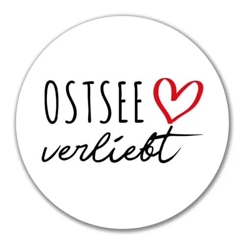 Huuraa Aufkleber Ostsee verliebt 10cm rund Sticker Geschenkidee