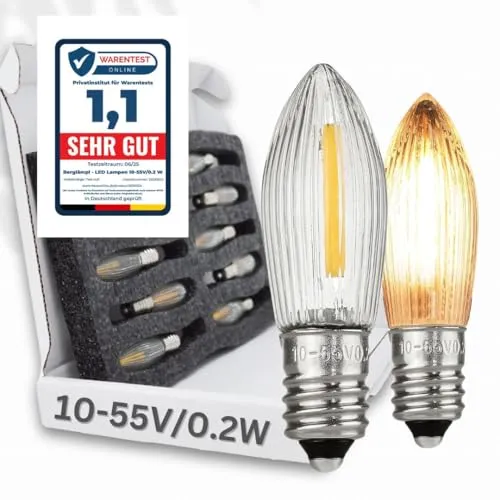 BERGLäMPL 10x Universal Filament Ersatzbirnen LED 10V - 55V 0.2W 1800 Kelvin kerzenähnliche Farbtemperatur statt 3W Lampen