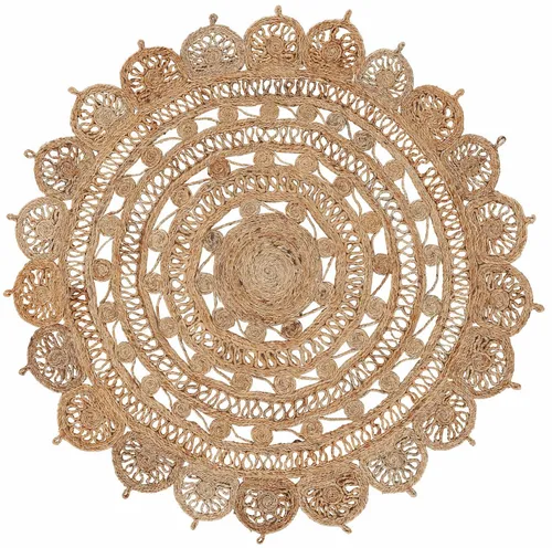 carpetfine Juteteppich Cate Rund Ø 120 cm - Teppich für Wohnzimmer, Schlafzimmer und Küche, handgewebt aus 100% Jute, langlebig und pflegeleicht, ideal für eine gemütliche Boho-Atmosphäre.