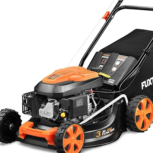 FUXTEC Benzin Rasenmäher FX-RM4646ECO - Rasenmäher mit 146ccm Motor, 457mm Schnittbreite und Auto-Choke-System für einfaches Starten. Ideal für wendige Nutzung auf flachen Rasenflächen.