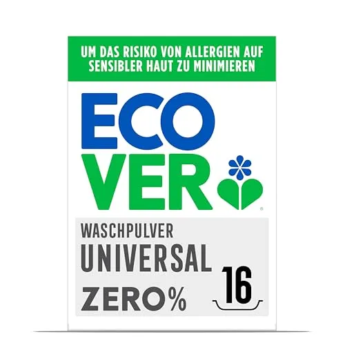 Ecover Zero Waschmittelpulver, sensitiv für Allergiker - Waschmittel für empfindliche Haut, hypoallergen und umweltfreundlich, ideal für Color- & Feinwäsche