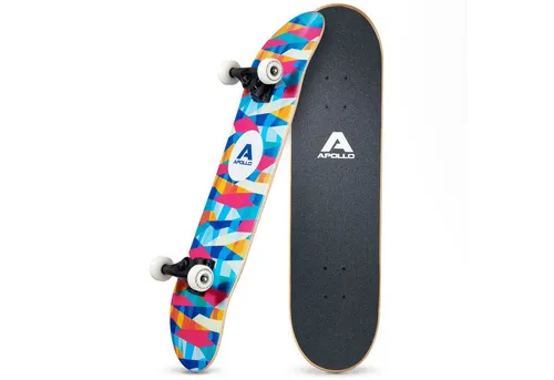 Apollo Skateboard Mosaik für Kinder und Erwachsene - Cruiserboard ab 6 Jahren, ideal für Einsteiger und Fortgeschrittene mit hochwertigem Holz-Deck und sportlichem Design.