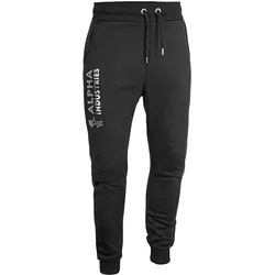 Alpha Industries Basic Jogger AI (Sale) black/metalsilver, Größe L - Wanderhosen - Bequeme Sweatpants mit stilvollem Logo-Print, ideal für Freizeit und Sport, aus weichem Baumwoll-Material für höchsten Tragekomfort.