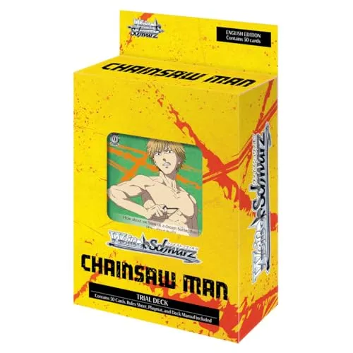 Weiss Schwarz - Trial Deck - Chainsaw Man - ENGLISCH - Gesellschaftsspiel für Fans ab 13+, enthält ein komplettes Deck mit hochwertigen Karten im Chainsaw Man Design - ideal für spannende Duelle!