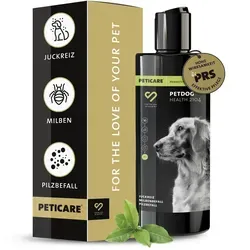 Peticare Anti-Parasiten Hunde-Shampoo gegen Milben Flöhe Pilz, lindert Juckreiz 250 ml