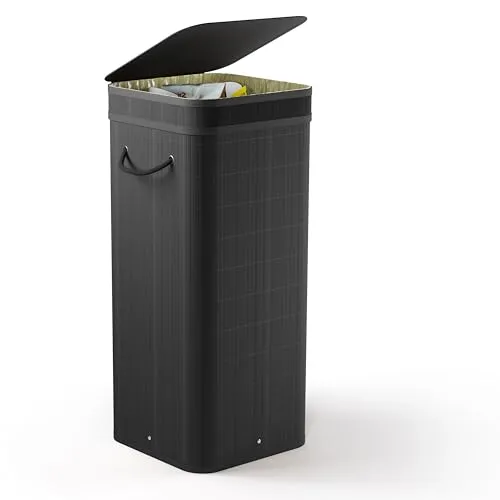 NewHabitat Gelber Sack Ständer aus Bambus – 80L Abfallbehälter mit geruchsdichtem Deckel - Nachhaltiger 80L Mülleimer aus robustem Bambus. Ideal für gelbe Säcke, geruchsdicht und platzsparend. Schlichtes Design für die Küche oder den Haushaltsraum, schnell montiert und sofort einsatzbereit.