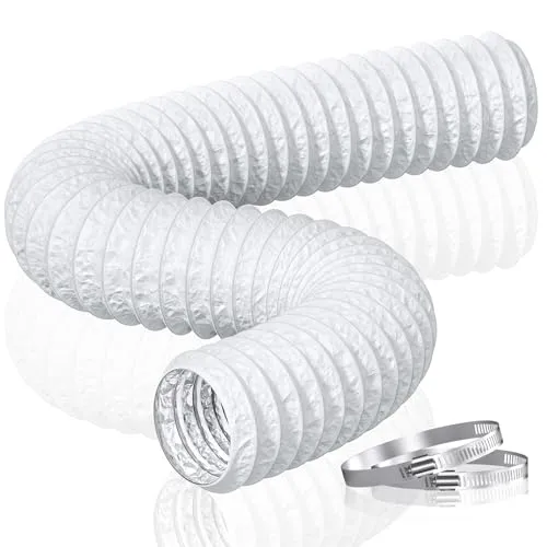 HG Power 125mm Abluftschlauch, 5m Flexibel PVC Alurohr Lüftungsschlauch Schallgedämmter Alu Flex-Schlauch Abluftrohr für Wachstumszelt Trockner Mobile Klimaanlage Abluftventilator, Weiß
