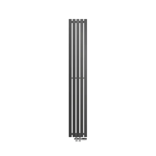 LuxeBath Badheizkörper Design Heizkörper Handtuchtrockner Badezimmer Heizung für Handtücher, Handtuchwärmer Stella Bodenanschluss Mittelanschluss + Thermostat grau 180 cm x 5 cm