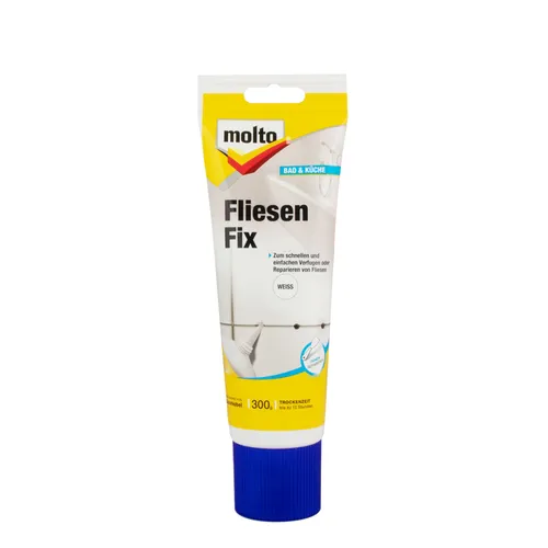 Molto Fliesen Fix Fertigspachtel weiß 300g - Fliesen Reparaturspachtel, ideal für schnelle und unkomplizierte Fugenreparaturen, made in Germany, 300g für präzise Anwendung.