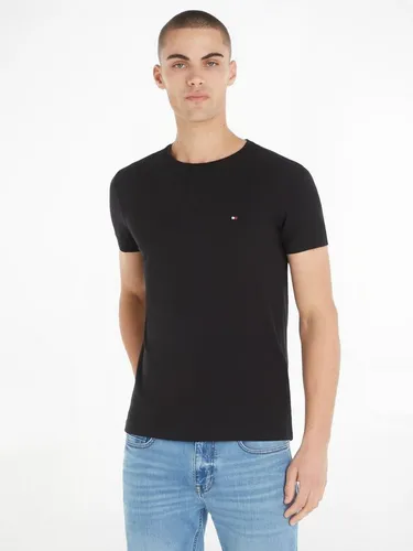 Tommy Hilfiger Herren T-Shirt Kurzarm Core Stretch Slim Fit, Schwarz (Black) - T-Shirts für Herren, aus hochwertigem Baumwoll-Stretch für optimalen Tragekomfort und lässigen Look, ideal für jeden Anlass.